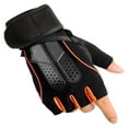 thumbnail image 4 of Un par de guantes deportivos de gimnasio antideslizantes, guantes de medio dedo negros y naranjas para ejercicio de entrenamiento M, 4 of 12