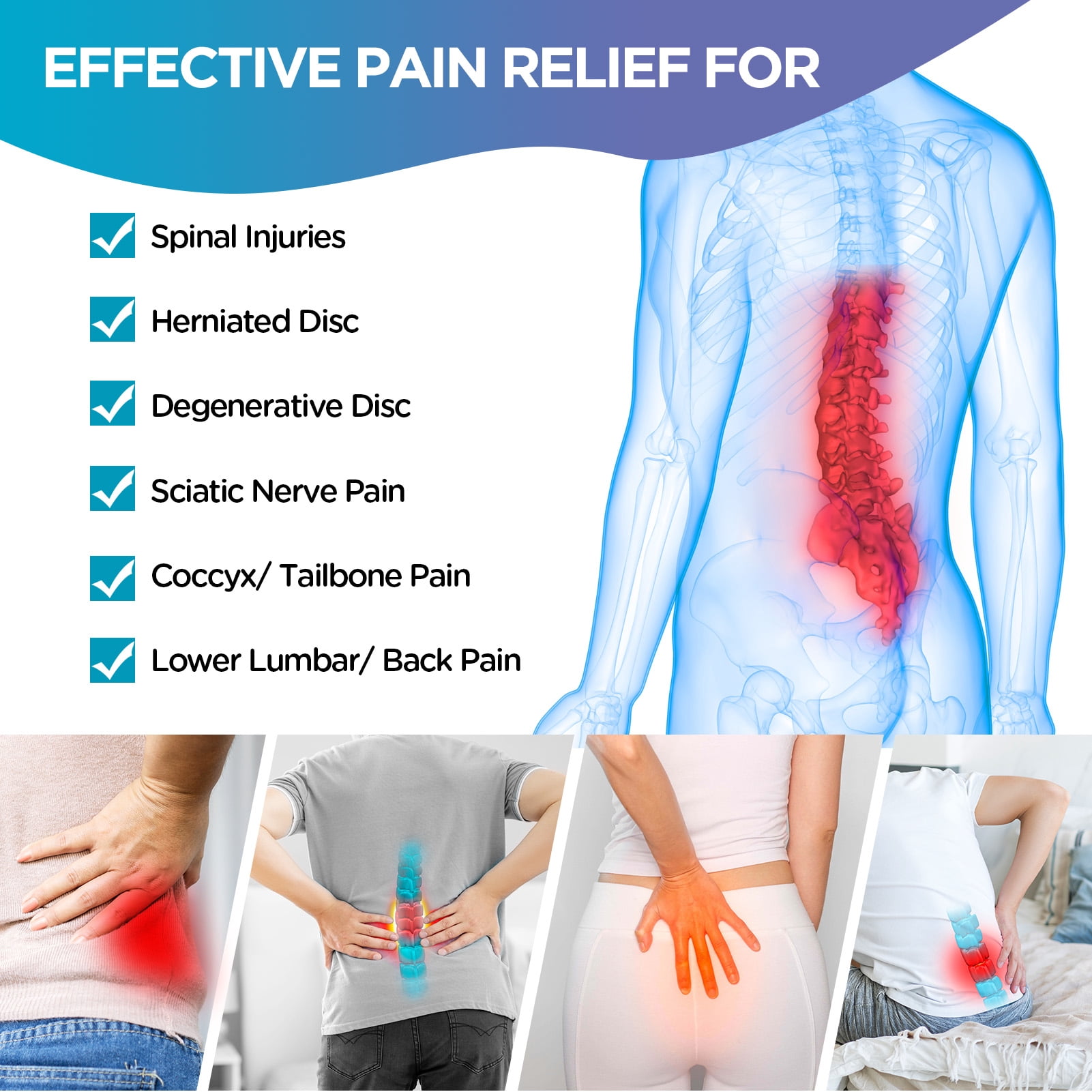 Comfytemp Large Back Ice Pack Wrap with 2 Reusable Gels, Hot & Cold Compress for Waist, Hip, Knee & Shoulder Pain Relief & Swelling