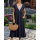 thumbnail image 4 of Vestido midi Zhyaj, holgado, túnica de verano, playa, con bolsillos, algodón, 4 of 7