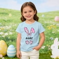 thumbnail image 2 of Boys' And Girls' Easter Personalized Cartoon Rabbit Print Short Sleeve T Shirt Top Light Blue 3Y-4Y, 2 of 5