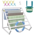 thumbnail image 1 of VEVOR Pool Towel Rack, 8 Bar, White, Freestanding Outdoor PVC Triangular Poolside Storage Organizer, Include 8 Towel Clips, Mesh Bag, Hook, Also Stores Floats and Paddles, for Beach, Swimming Pool, 1 of 9