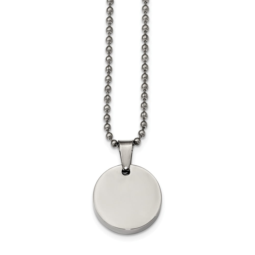 Bonyak Jewelry Stainless Steel Polished Black IP-Plated Flames Dog Tag Necklace in Stainless Steel