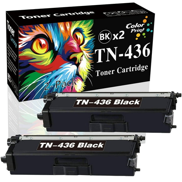 2-Pack ColorPrint Compatible TN436 Toner Cartridge Replacement for Brother TN-436BK TN-436 TN 436BK TN436BK TN433 Work with HL-L8260CDW HL-L8360CDW MFC-L8900CDW MFC L8610CDW L9750CDW Printer (Black)