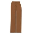 thumbnail image 4 of Jxximdong Pants for Women Women Linen Pants Wide Leg Palazzo Pants Cotton Linen Drawstring Summer Pants With Pockets Brown XXXL Trousers, 4 of 4