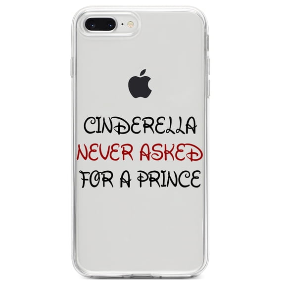 DistinctInk Clear Shockproof Hybrid Case for iPhone 7 PLUS / 8 PLUS (5.5" Screen) TPU Bumper Acrylic Back Tempered Glass Screen Protector - Cinderella Never Asked For a Prince