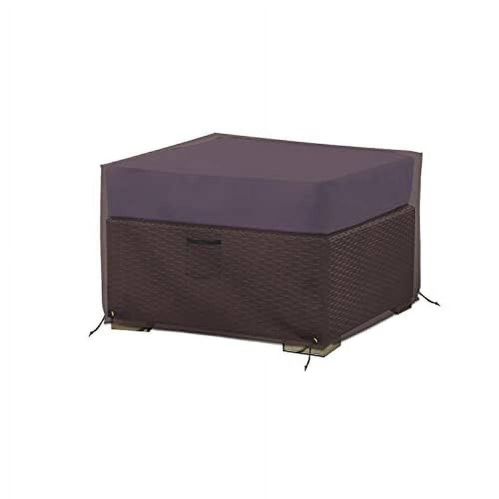 COVERS&ALL Square Ottoman Cover, Heavy Duty 18 Oz Waterproof UV & Weather Resistant Patio Garden Furniture Stool Protector Indoor Outdoor with Air Vents & Drawstrings (23" L x 23" W x 18" H, Coffee)