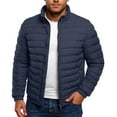 thumbnail image 3 of Men's Winter Large Size Cotton-padded Jacket with Hooded Slim Fit Lightweight Design for Cold Weather Outings, Daily Casual Wear, and Holiday Season Activities,Navy,L, 3 of 5