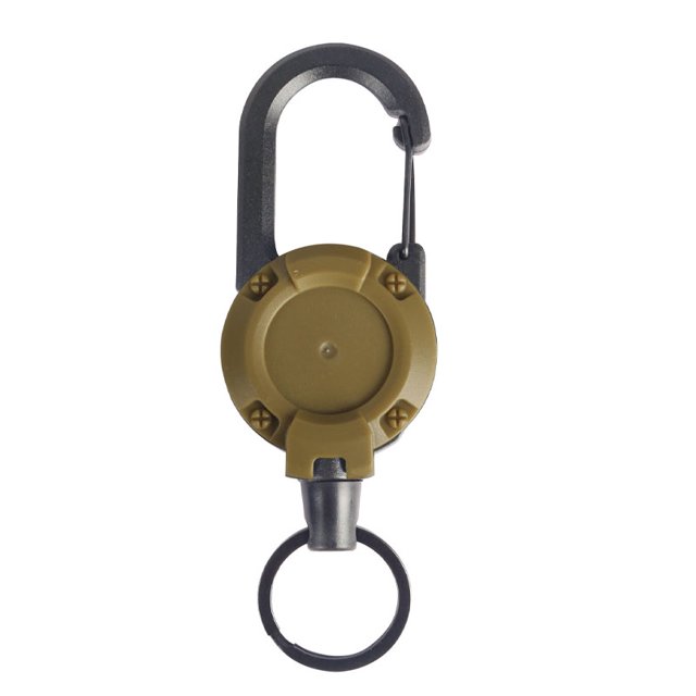 Llavero táctico antirrobo para exteriores, cuerda de alambre retráctil automática, llavero telescópico, Herramienta de gancho retráctil, 1 ud.