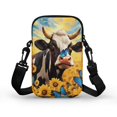 thumbnail image 2 of HELLHERO 2 Zippers Women Messenger Bag, Unique Gift Polyester for Daily Commute or Casual Outings, Cow Sunflower Blue Butterfly Sunset, 2 of 7