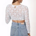 thumbnail image 5 of Uoodti Sexy Lace Crop Tops for Women Plus Size Long Sleeve Shirts V Neck See Gift Through Mesh Blouse Sexy Y2k Clothes, 5 of 7