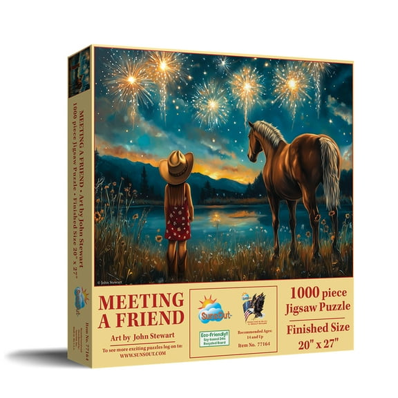 SUNSOUT INC - Meeting a Friend - 1000 piece Jigsaw Puzzle for Adults by Artist: John Stewart - Finished Size 20" x 27" - MPN# 77164