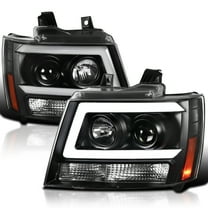 Spec-D Tuning Black LED Bar Projector Headlights Compatible with 2007-2014 Chevy Avalanche, Tahoe, Suburban, Left   Right Pair Headlamps Assembly