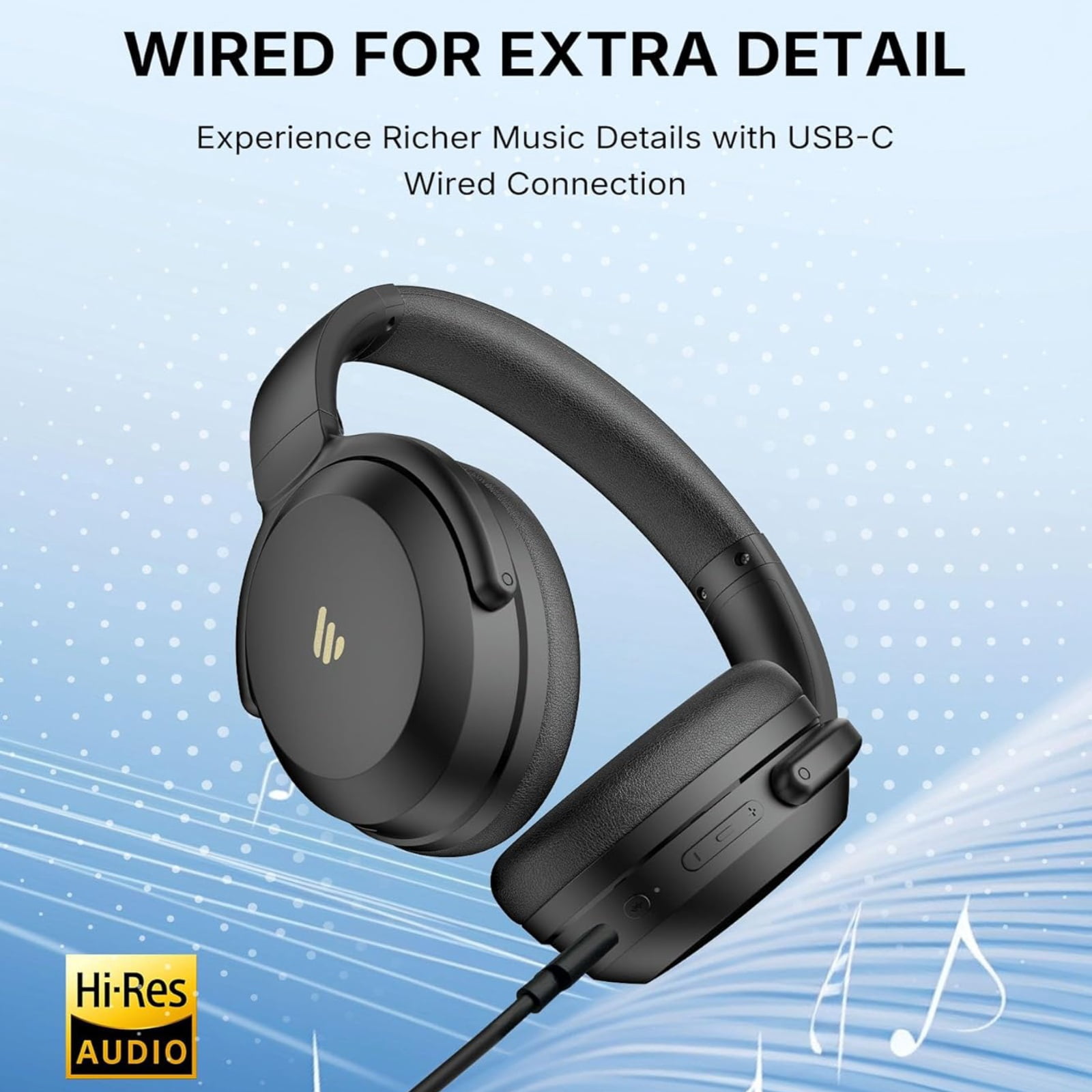 Edifier WH700NB Pro Wireless Over-Ear Headphones with Active Noise Cancellation, Hi-Res Audio, Bluetooth V5.4, Multi-Point Connection, Al Clear Calls, Fast Charging, Foldable - Black