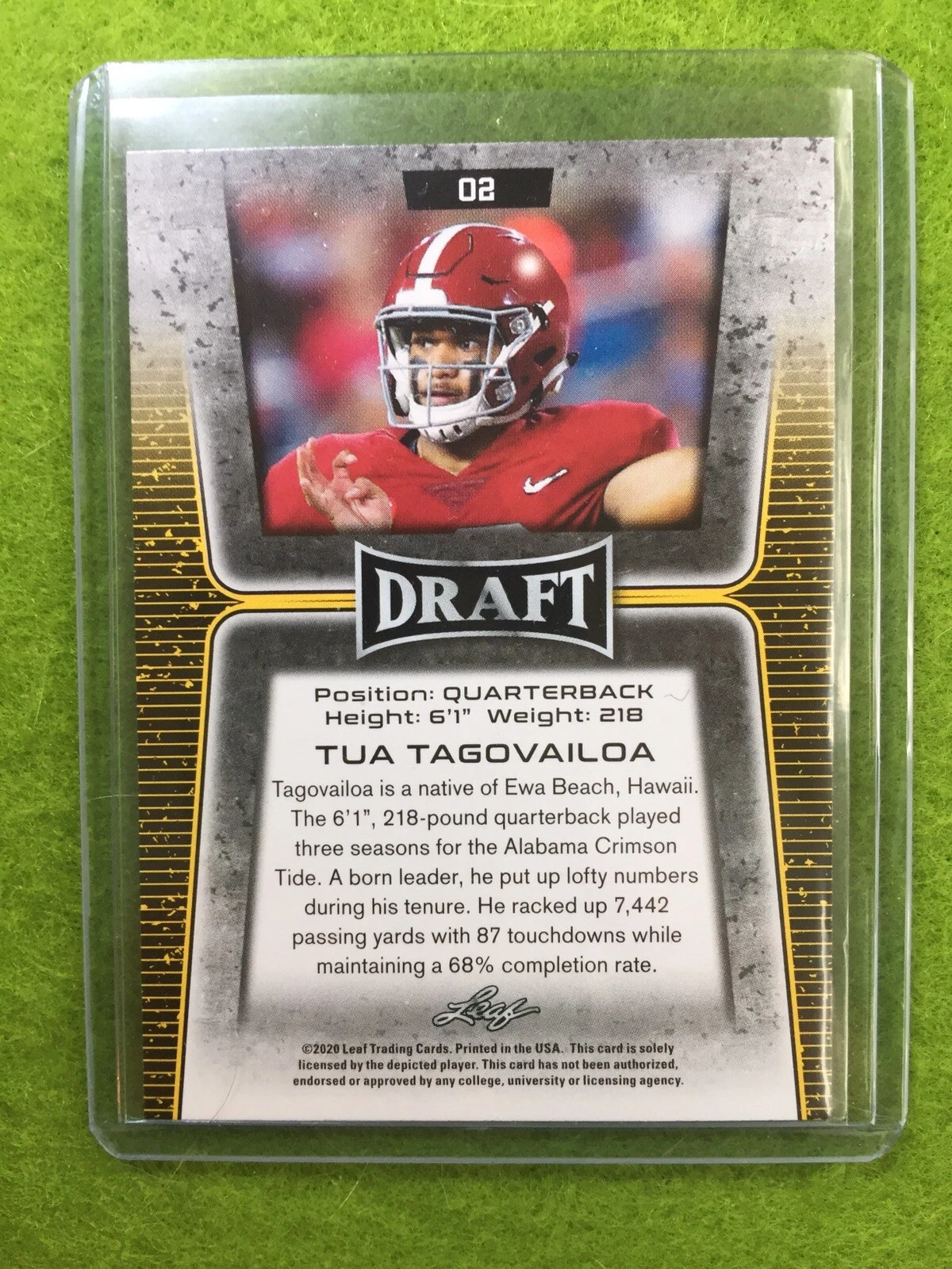 TUA TAGOVAILOA ROOKIE CARD JERSEY #13 ALABAMA RC 2020 Leaf Draft Football