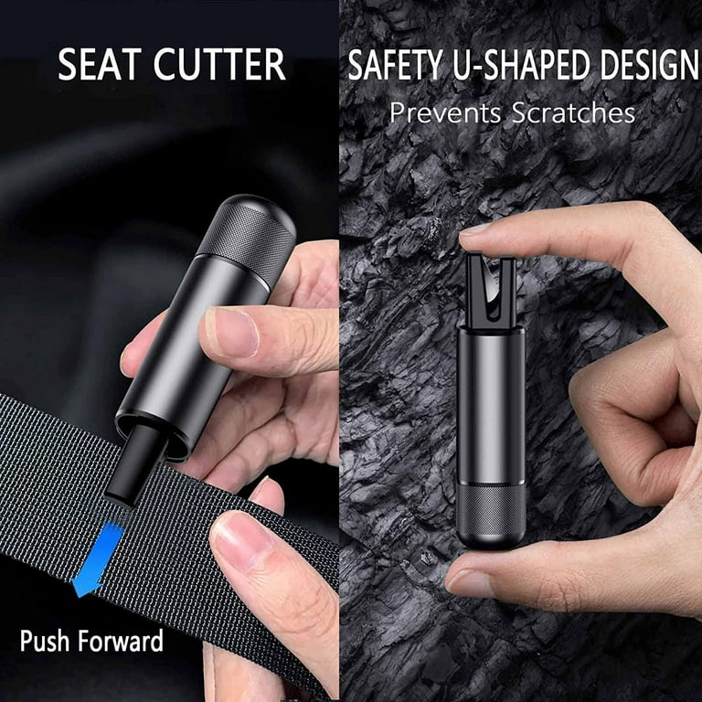 DIYFUN Portable Mini Car Window Breaker Escape Tool Glass Breaker Seatbelt  Cutter 2-in-1 with Holder 