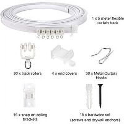 5 Meters Foldable Ceiling Track Curved Curtain Track Flexible Ceiling Curtain Mount Curved Windows Track for Curtain Rail with Bed Divider Curtain Rail System, Ceiling Track