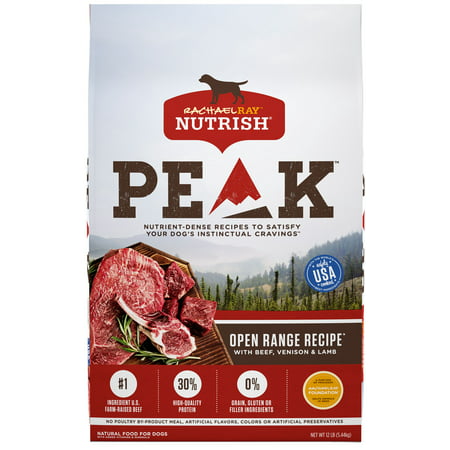 Rachael Ray Nutrish PEAK Natural Dry Dog Food, Grain Free, Open Range Recipe with Beef, Venison & Lamb, 12