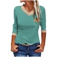 thumbnail image 2 of aidice Tops for Women Casual V Neck 3/4 Length Sleeve Fitting Shirts Comfy Pullover Fall Blouses Tops, 2 of 6