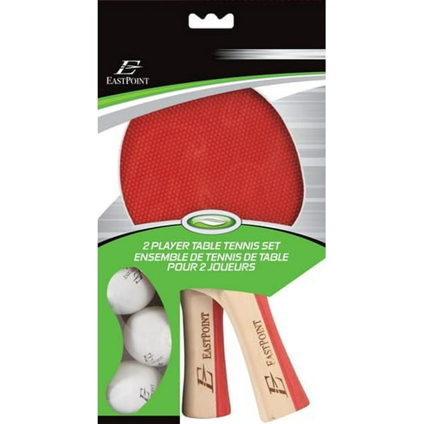 Set De Ping-pong EastPoint 2 Joueurs – Raquettes Bois Et Caoutchouc Pro, Noir/rouge