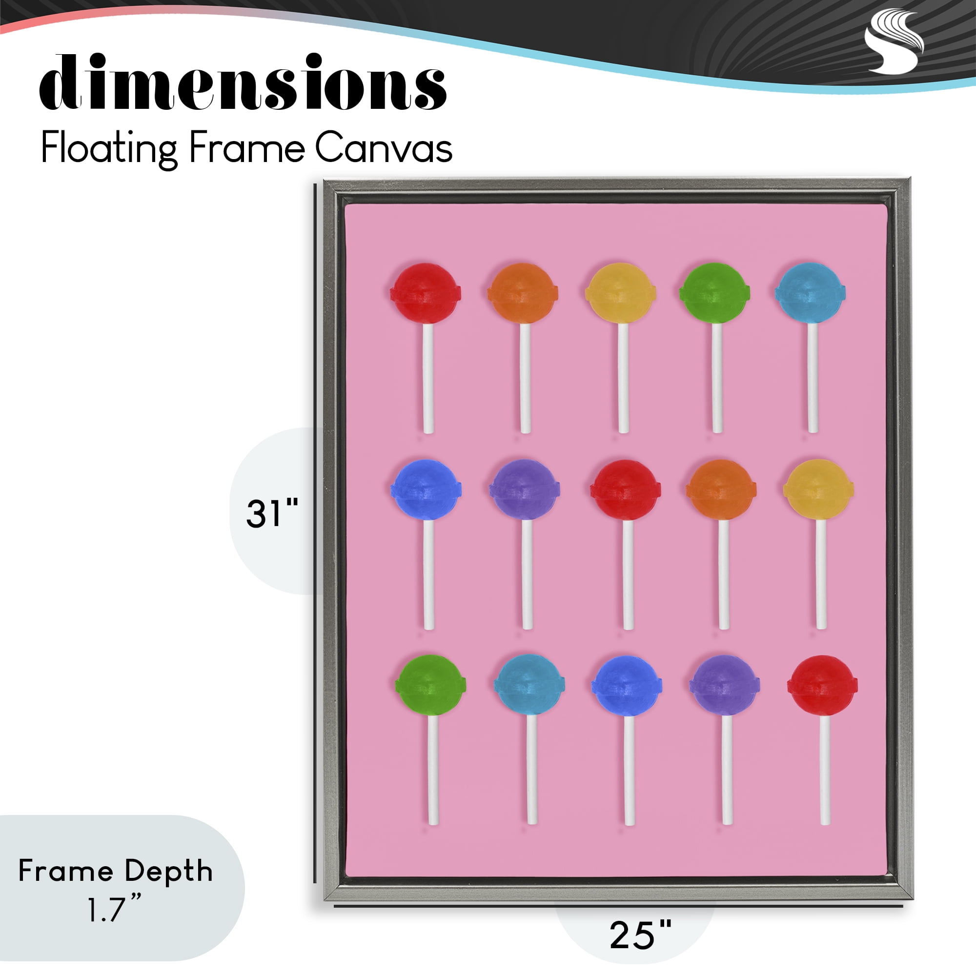 Stupell Industries Rainbow Lollipop Grid Gray Framed Floater Canvas Wall Art, design by LISH Creative