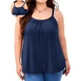 thumbnail image 1 of Charmo Plus Size Adjustable Strap Tank Tops for Womens Pleated Sleeveless Blouse Shirts Built-in Bra,1X-4X, 1 of 6