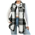 thumbnail image 1 of Chemise Sans Manches à Carreaux à la Mode pour Femmes avec Poches Veste Décontractée, 1 of 4
