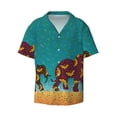 thumbnail image 5 of Daiia Elephants Men's Linen Shirts Short Sleeve Casual Shirts Button Down Shirt for Men Beach Summer Wedding Shirt-Small, 5 of 6