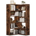 thumbnail image 6 of Dextrus 5 Tiers Bookcase with Baffles, Industrial Corner Bookshelf, Convertible Display Rack, Brown, 6 of 13