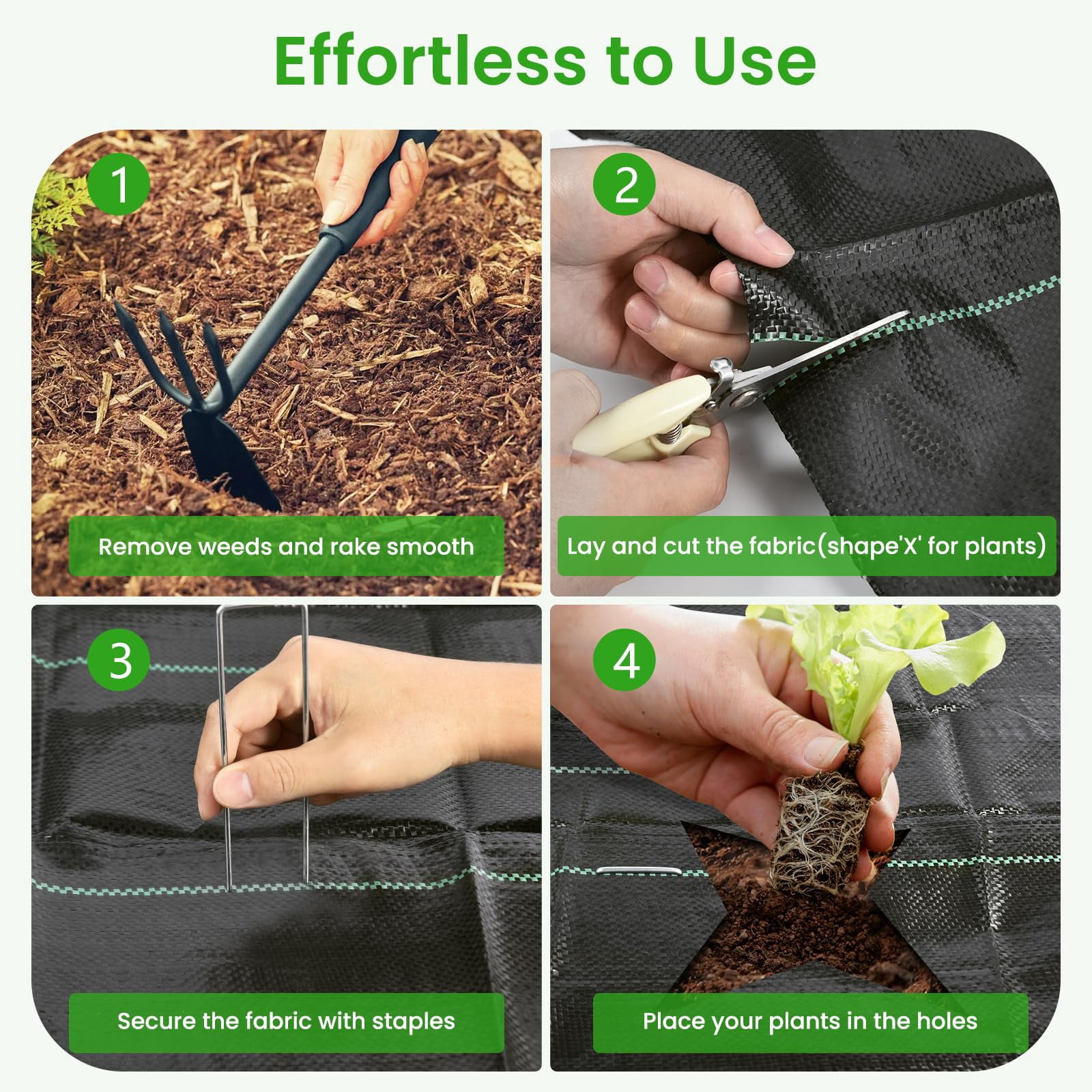 Weed Barrier Fabric  3x300ft Landscape 3.2oz Heavy Duty Durable Woven Geotextile High Permeability Ground Cover Mat Driveway Garden Control Cloth With 20 U-securing Pegs