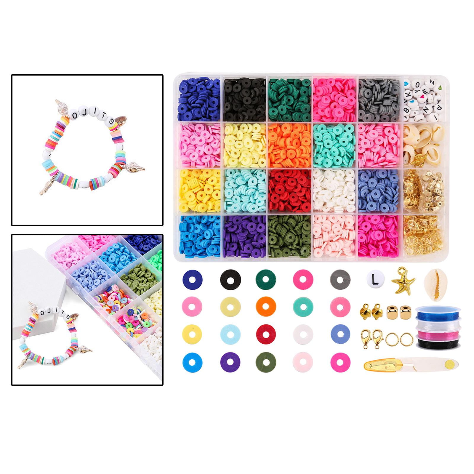 Milageto Clay Beads 6mm Mixed Color Loose Beads DIY Jewelry Accs 24 Grid Letter Bead