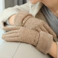 thumbnail image 4 of 1 par de guantes de mujer con pantalla táctil y dedos completos, guantes gruesos de imitación de Cachemira a prueba de viento para exteriores, 4 of 5
