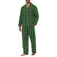 thumbnail image 2 of Men's Pajama Sets Long Sleeve Checked Lounge Wear Set Flannel Pyjamas Plaid Top and Bottoms 2 Piece Winter Cotton Nightwear Green 3XL, 2 of 5
