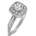 thumbnail image 3 of Unique 1 Carat Round Halo Diamond Engagement Ring in White Gold, 3 of 4
