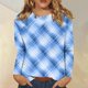 thumbnail image 2 of Camiseta estampada de manga larga con cuello redondo informal a la moda para mujer azul/s, 2 of 5