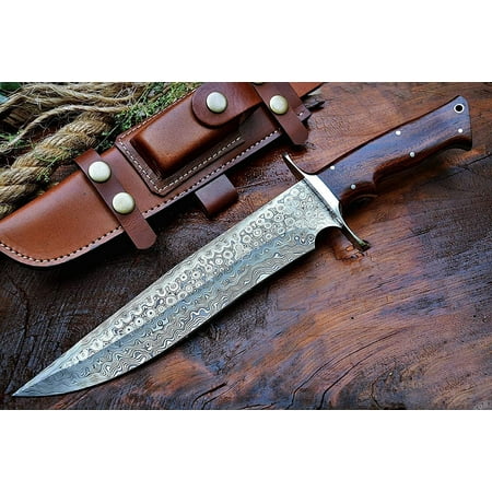 BigCat Roar Patriot Damascus Tactical Buck Knife with Sheath 14 Fixed Blade Hunting Knife