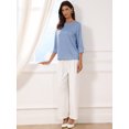 thumbnail image 4 of DARING DIVA Women's Satin Boat Neck 3/4 Sleeve Business Shirt XS Blue, 4 of 6