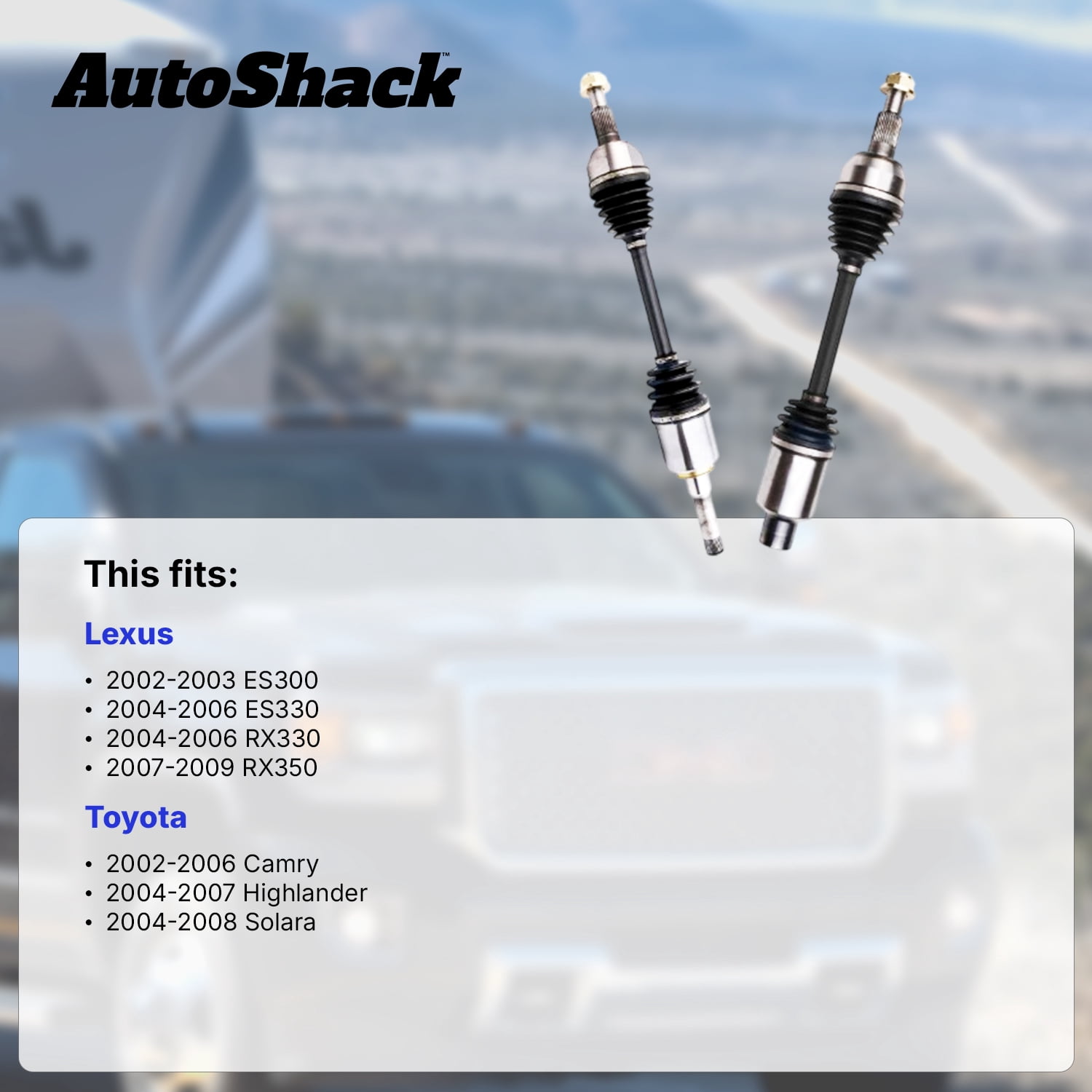 AutoShack Front CV Axle Shaft Assemblies for Toyota & Lexus, Camry 2002-2006 Highlander 2004-2007 RX350 2007-2009 RX330 2004-2006 Solara 04-08 ES330 04-06, FWD V6 3.0L 3.3L 3.5L, Left and Right, Pair