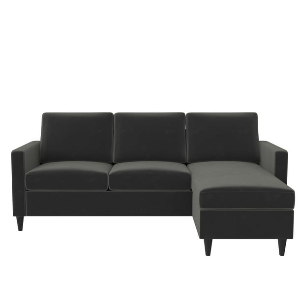 DHP Cooper Modern Sectional Sofa, Gray Velvet