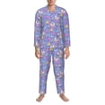 thumbnail image 3 of Naloa Butterflies And Flowers Men’s Pajamas Set - Long Sleeve Button Down Sleep Shirt and Pajama Bottoms Sleepwear Set-X-Large, 3 of 7