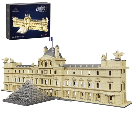 Architecture Louvre Building Blocks Set Paris Louvre Museum Bricks Kit DIY Construction World Famous Landmark Educational Toys Best Birthday Gifts for Kids Adults(1353 Pcs)
