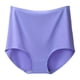thumbnail image 1 of Gibobby Braguita cintura alta Calzoncillos talla grande para mujer, cintura ultraalta, Color sólido, calzoncillos sin rastro seda helada, no se atraparán en el medio del trasero（Lila, 2XL), 1 of 5
