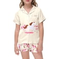 thumbnail image 3 of WOYY Girls Silk Satin Pajamas Horse Print Button Down Shirt Shorts PJs,2-Piece, Sizes 2-13, 3 of 5