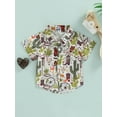 thumbnail image 3 of Boy Summer Shirt, 1-5Years Old Cartoon Pattern Printed Kid Lapel Neck Short Sleeve Tops Button Down Clothing for Children, 3 of 10