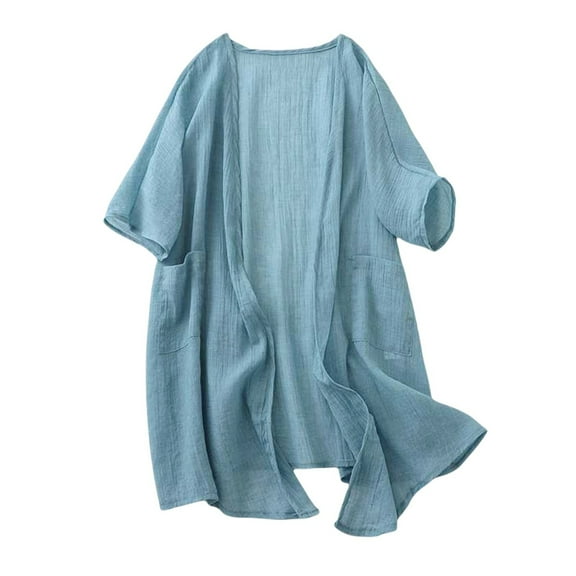 TODOZO Women's Beach Cover Up Swimsuit Kimono Pareo Sarong Beach Wear Dress for Summer Lightweight Cardigans for Women Summer Shirts for Women Trendy Summer Blouses for Women Casual Blue L