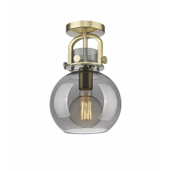 Innovations Lighting  Newton Sphere - 1 Light 8" Flush Mount Brushed Brass/Plated Smoke