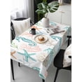 thumbnail image 2 of Teal Red Seahorse Coastal Rectangle Tablecloth, Nautical Beach Coral Starfish Waterproof & StainResistant Tablecloth, Washable Oil-proof Table Cover for Dining/Party/Wedding/Camping/Buffet 54x108 In, 2 of 9
