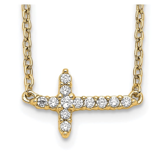 10k Diamond Sideways Cross 18in Necklace