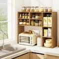 thumbnail image 4 of Topbuy Desktop Bookshelf 37" Countertop Storage Hutch with 7 Cubes & 3 Adjustable Shelves 3-Tier Desk Display Rack Organizer Desktop Hutch Natural, 4 of 10