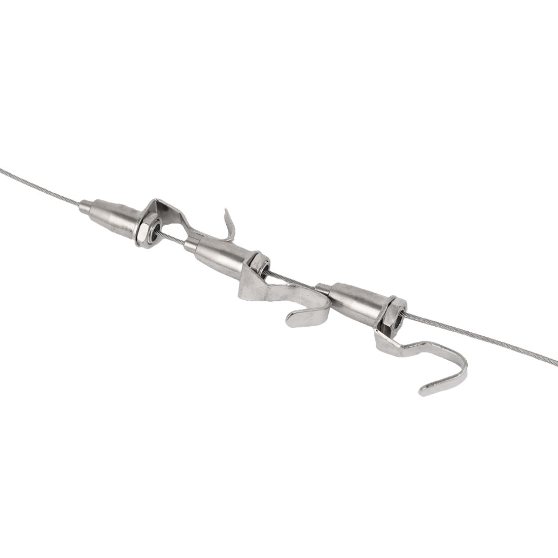 200cm Long Stainless Steel Cable 3 Adjustable Hooks Picture Hanging Kit