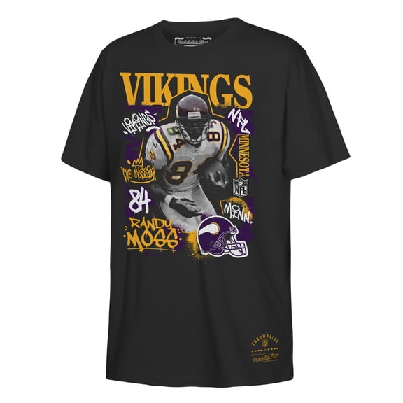 Youth Mitchell & Ness Randy Moss Black Minnesota Vikings Star Player T-Shirt